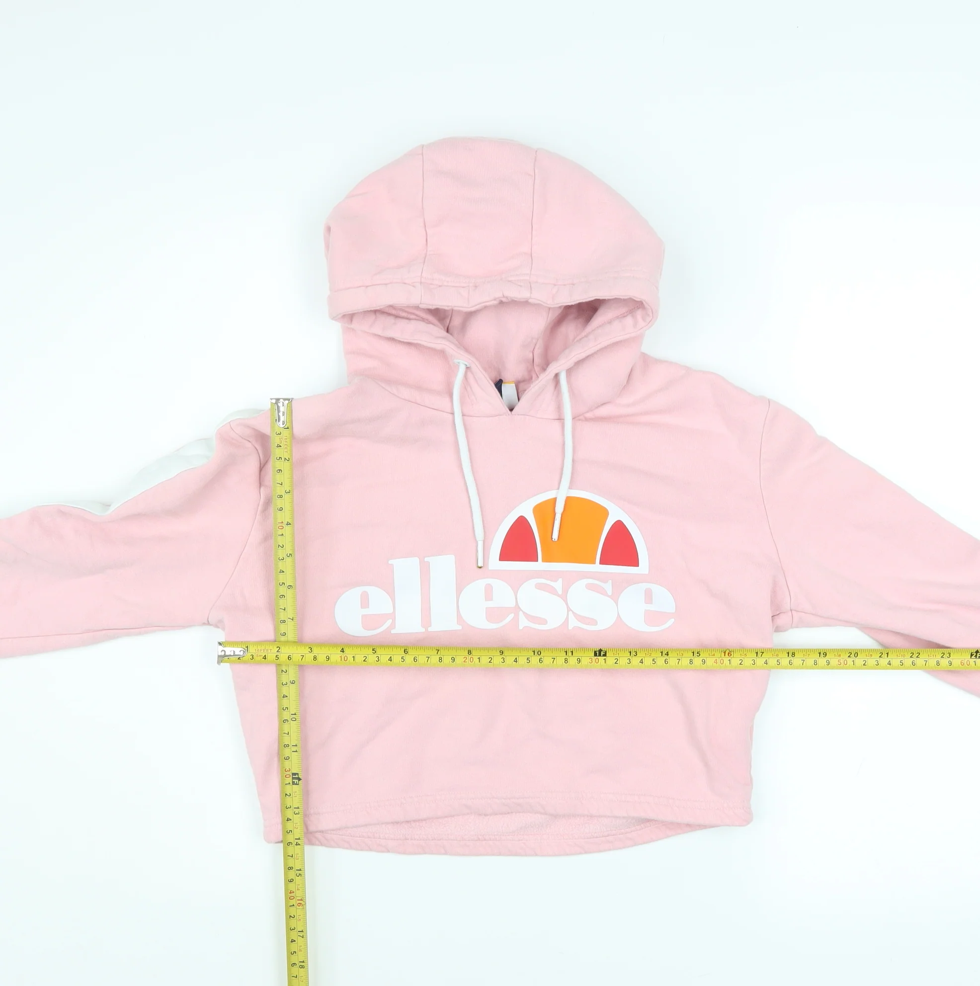 Ellesse Womens Pink Cropped Hoodie UK 10 Pullover Logo Sweatshirt - Image 2