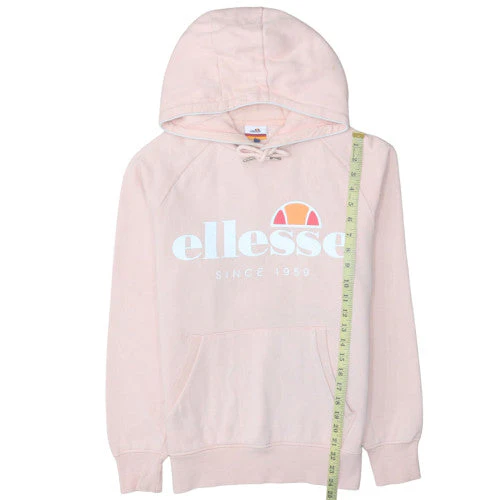 Ellesse Womens Pink Pullover Hoodie Medium Logo Hooded Sweatshirt - Image 2