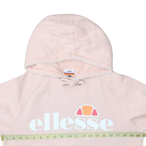 Ellesse Womens Pink Pullover Hoodie Medium Logo Hooded Sweatshirt - Image 3
