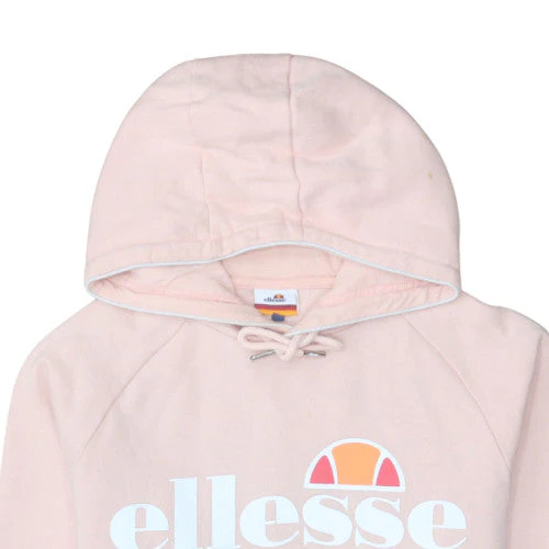 Ellesse Womens Pink Pullover Hoodie Medium Logo Hooded Sweatshirt - Image 7