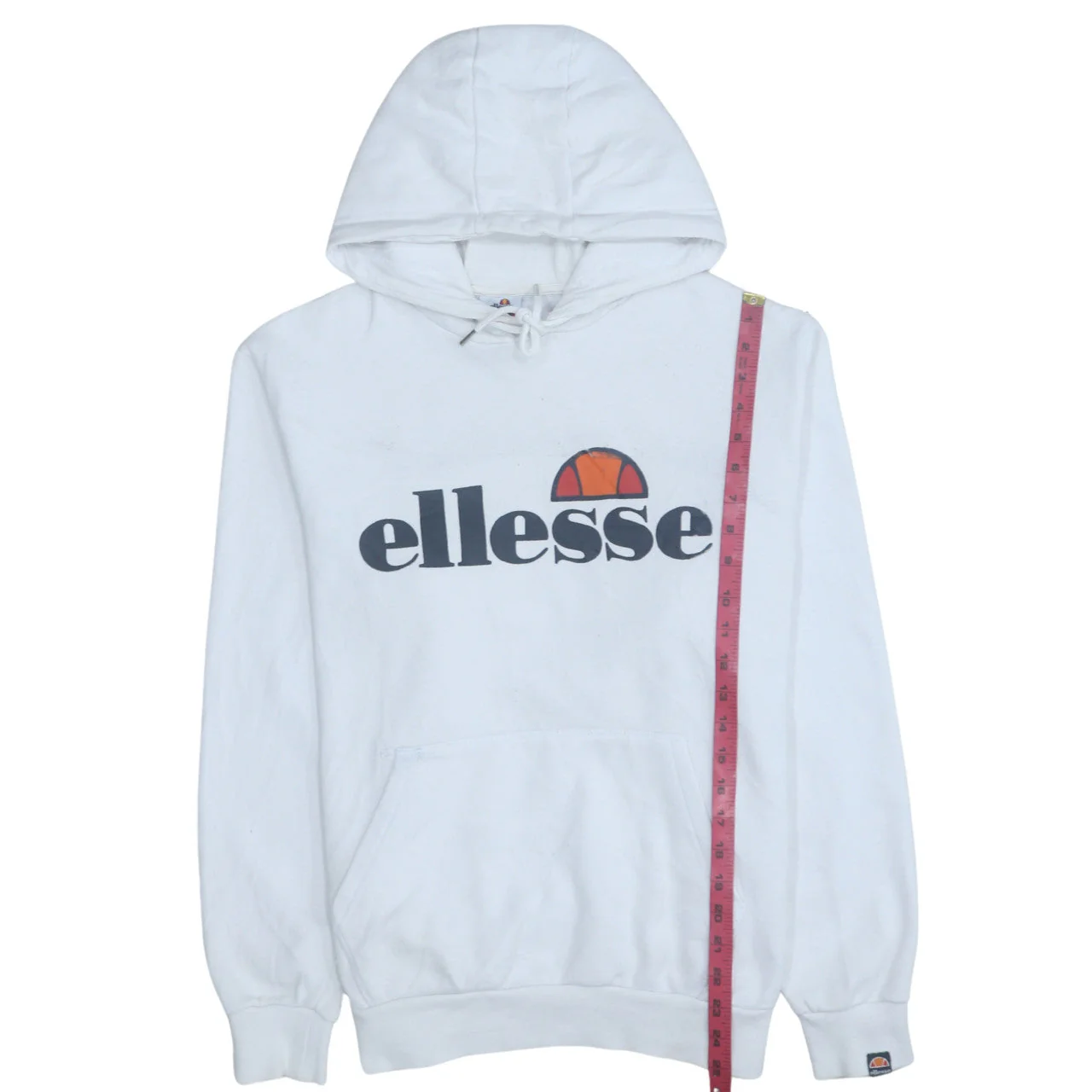 Ellesse Women's White Pullover Hoodie UK 14 Cotton Blend Logo Sweatshirt - Image 2