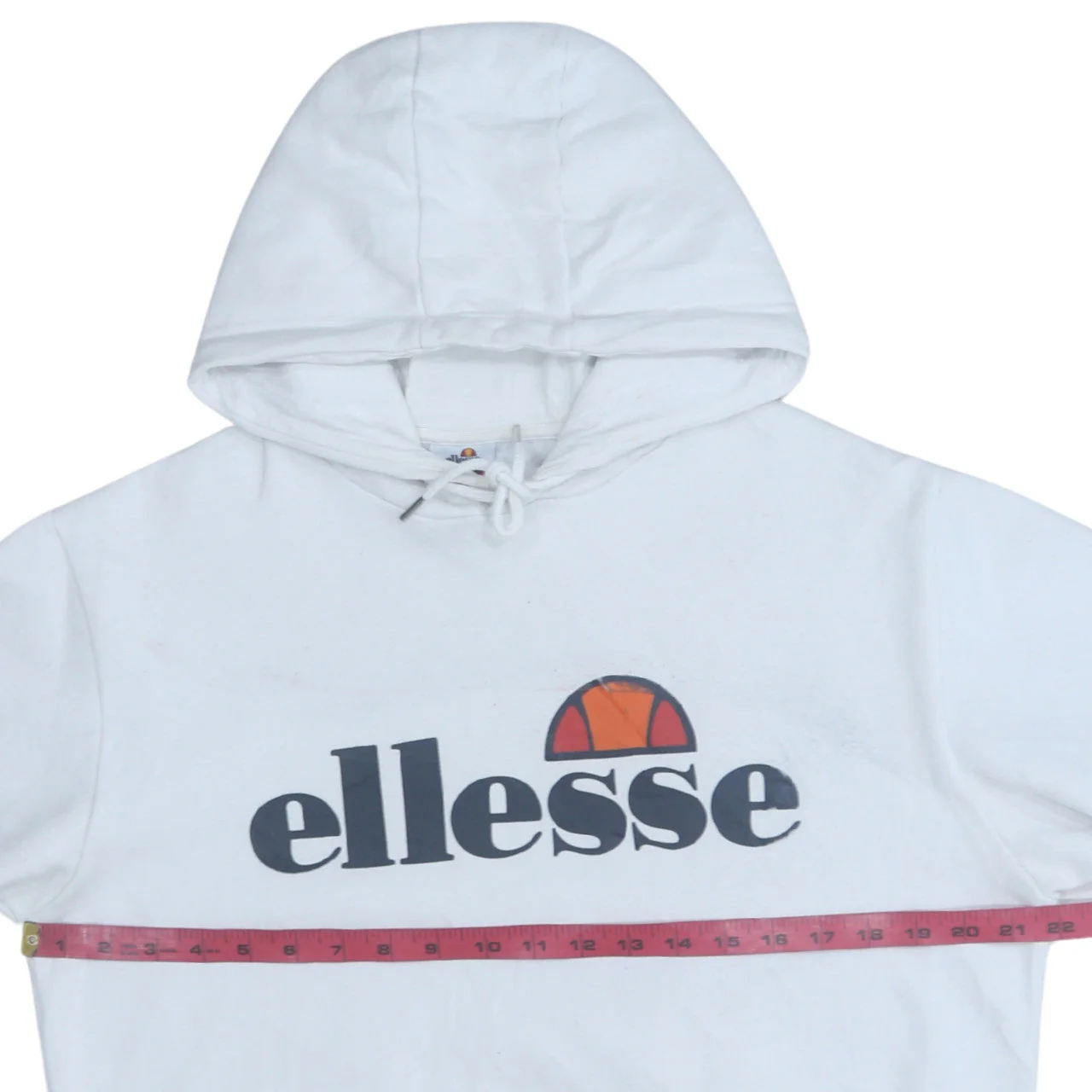 Ellesse Women's White Pullover Hoodie UK 14 Cotton Blend Logo Sweatshirt - Image 3