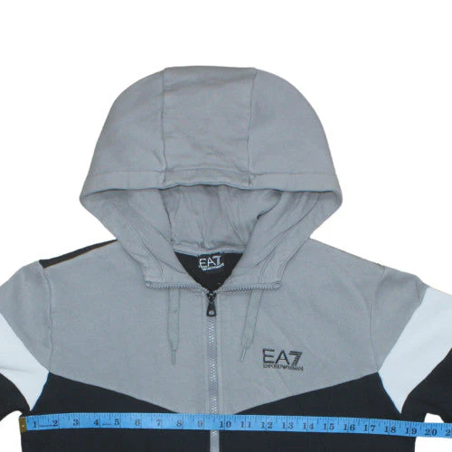 Emporio Armani EA7 Men's Grey Black Full Zip Hoodie Size M - Image 2