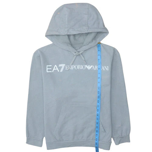 Emporio Armani EA7 Men's Grey Pullover Hoodie Size S Logo Sweatshirt - Image 3