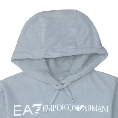 Emporio Armani EA7 Men's Grey Pullover Hoodie Size S Logo Sweatshirt - Image 8