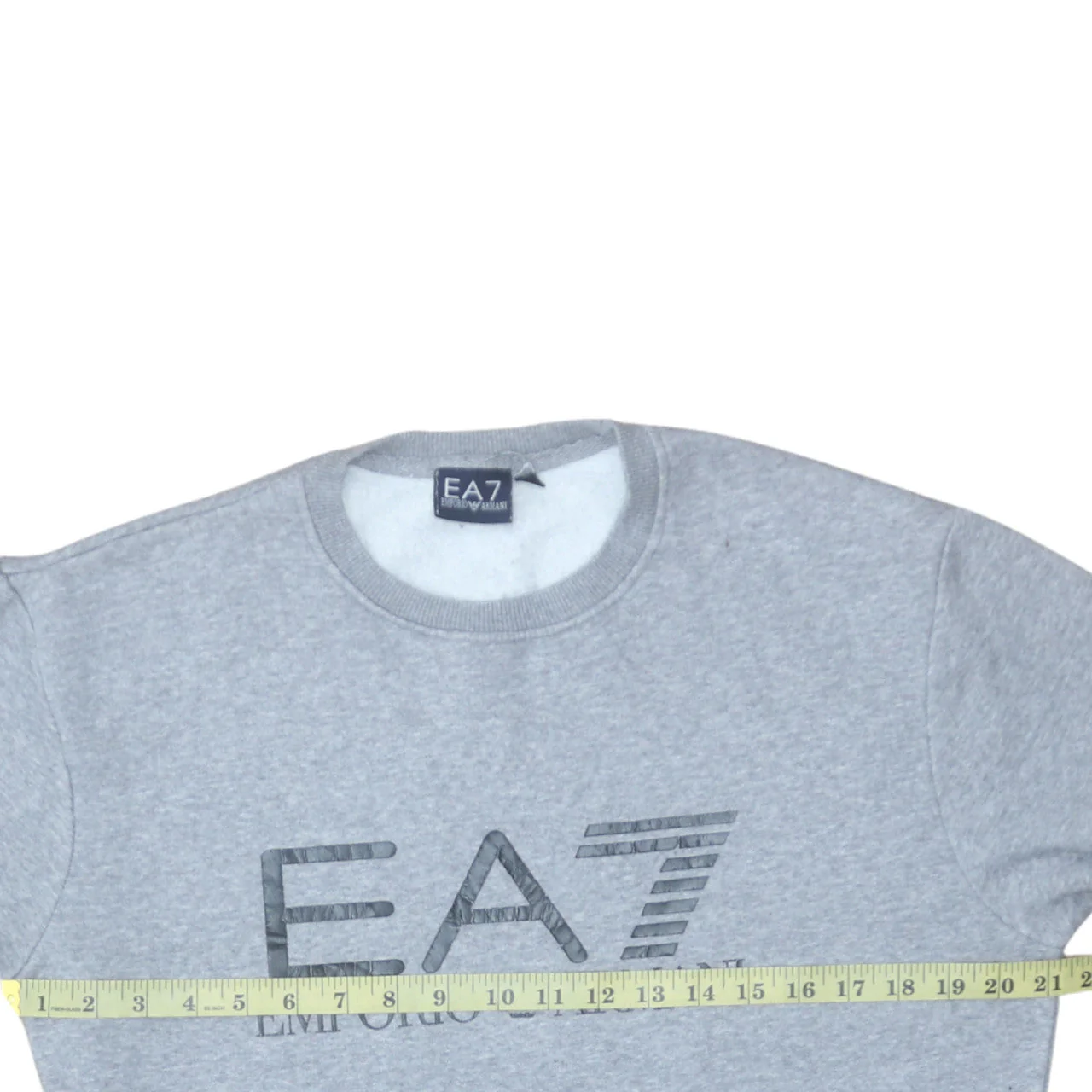 Emporio Armani EA7 Men's Grey Small Crew Neck Sweatshirt Cotton Blend - Image 2