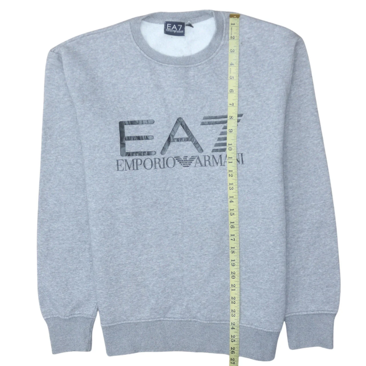 Emporio Armani EA7 Men's Grey Small Crew Neck Sweatshirt Cotton Blend - Image 3