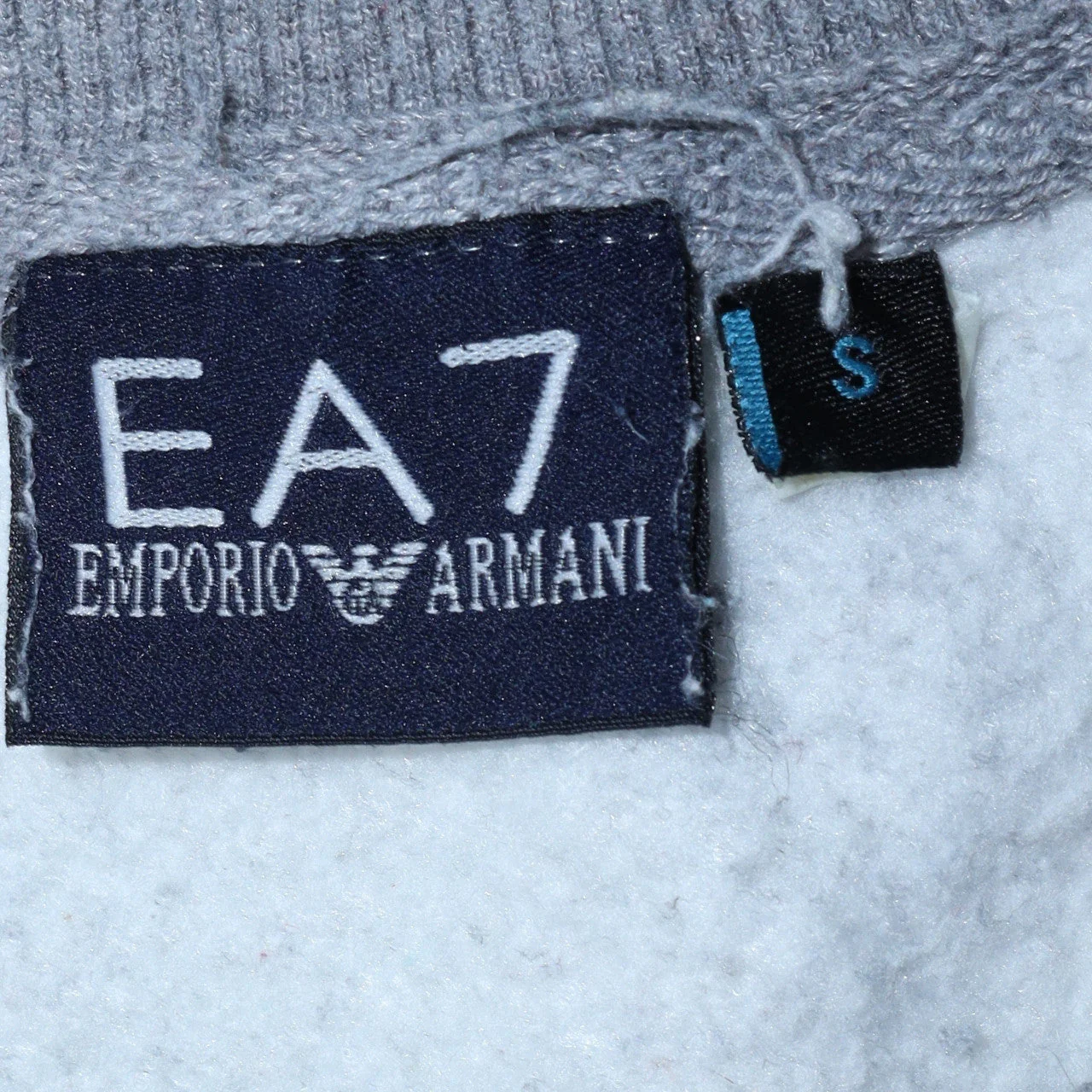 Emporio Armani EA7 Men's Grey Small Crew Neck Sweatshirt Cotton Blend - Image 5