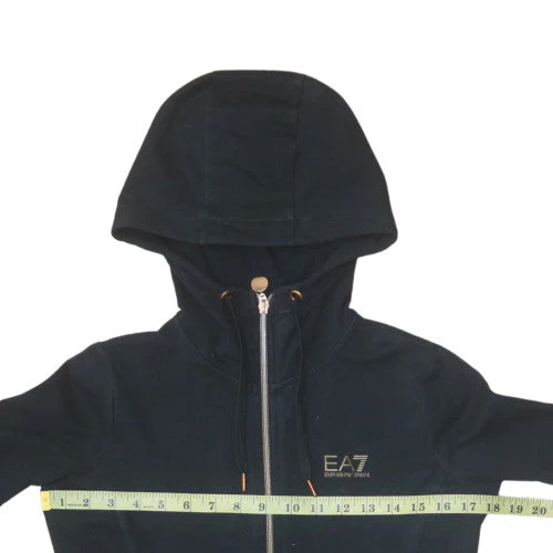 Emporio Armani EA7 Womens Black XS Full Zip Hoodie Sweatshirt - Image 2