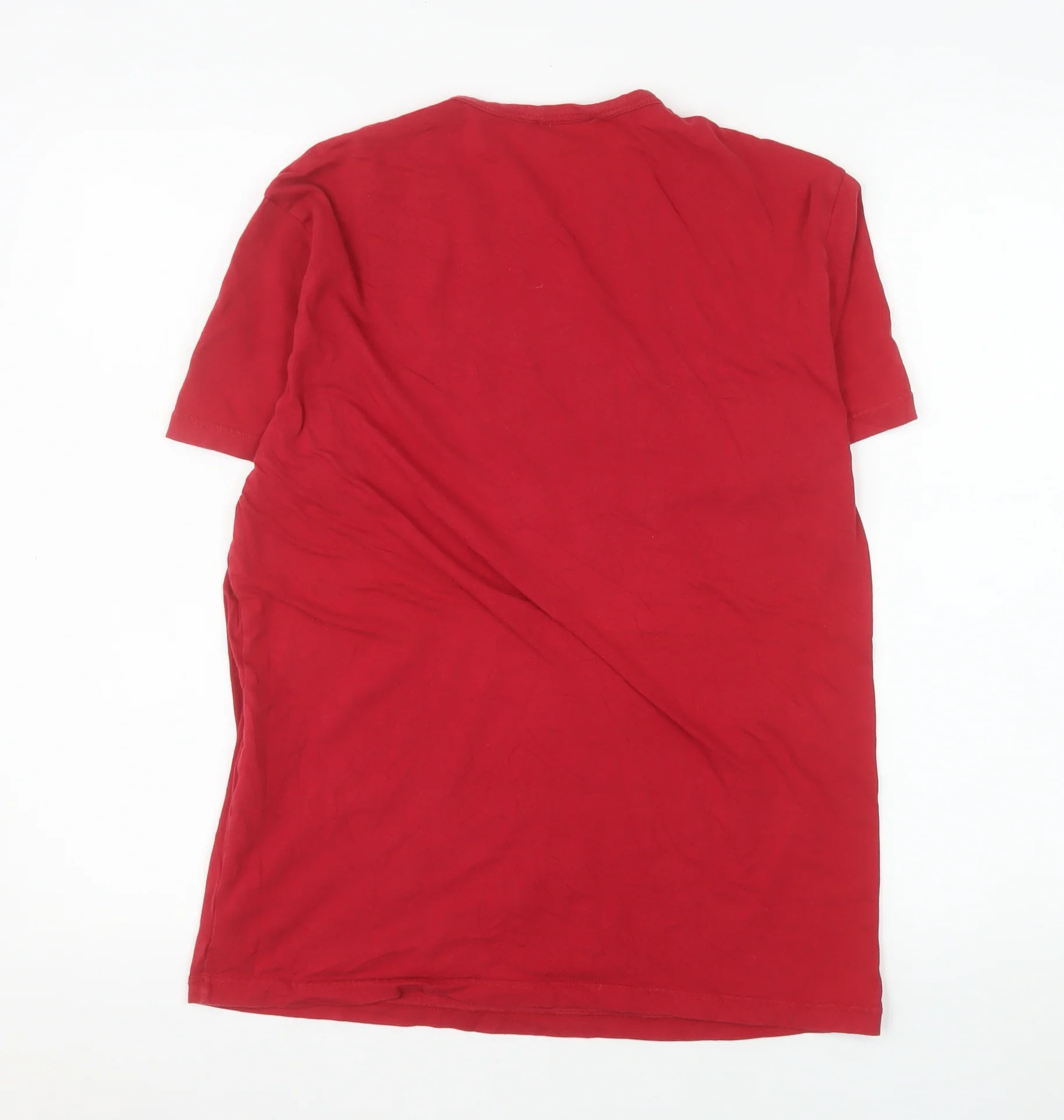 Emporio Armani Men Red Crew Neck Short Sleeve T-Shirt Size M Cotton Blend - Image 3