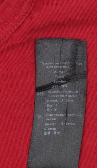 Emporio Armani Men Red Crew Neck Short Sleeve T-Shirt Size M Cotton Blend - Image 6