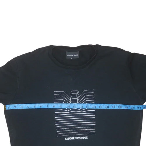 Emporio Armani Men's Black Sweatshirt Medium Embroidered Logo Pullover - Image 2