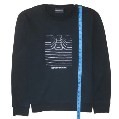 Emporio Armani Men's Black Sweatshirt Medium Embroidered Logo Pullover - Image 3
