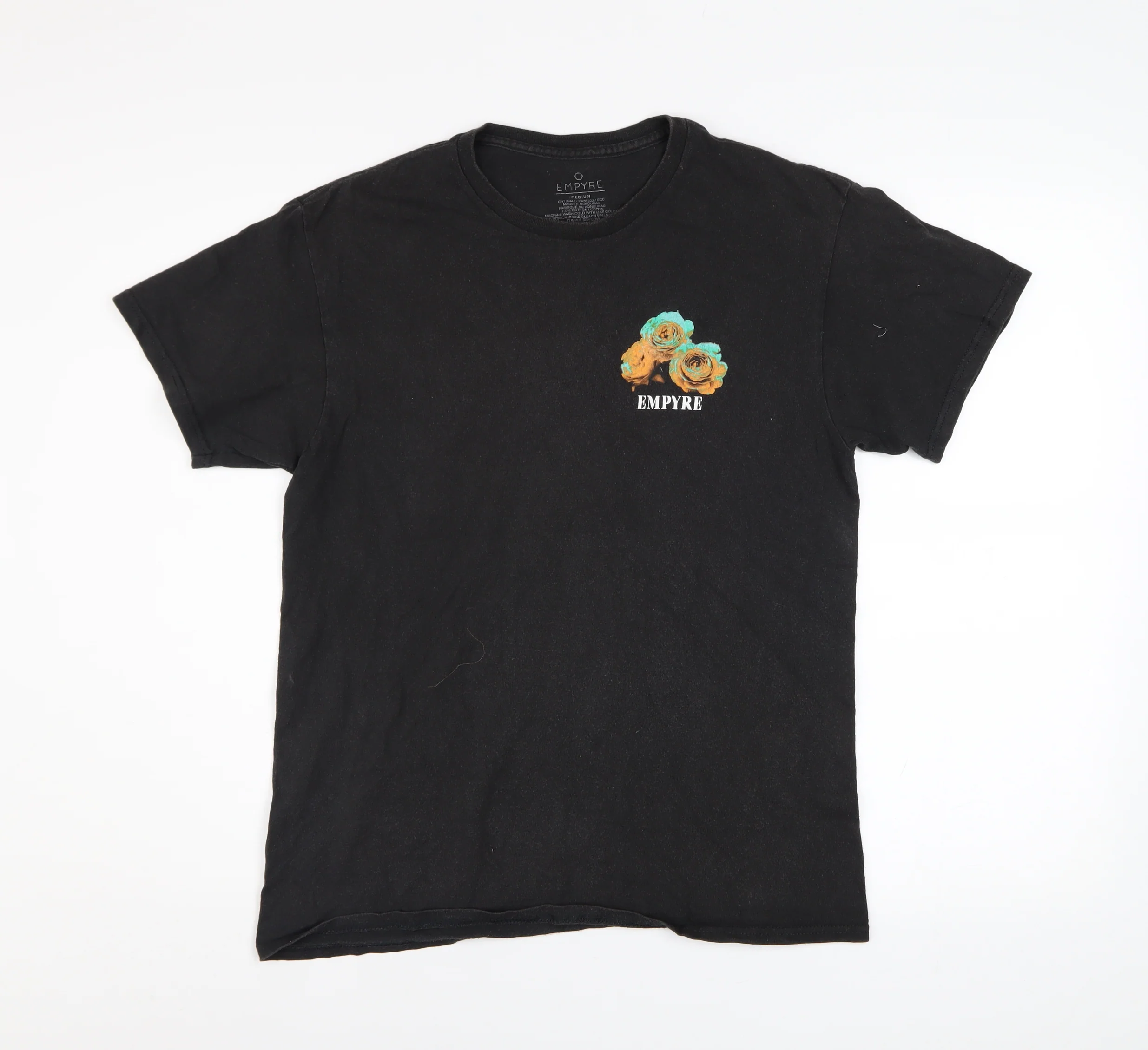 Empyre Men's Black Graphic Rose Print T-Shirt Size M