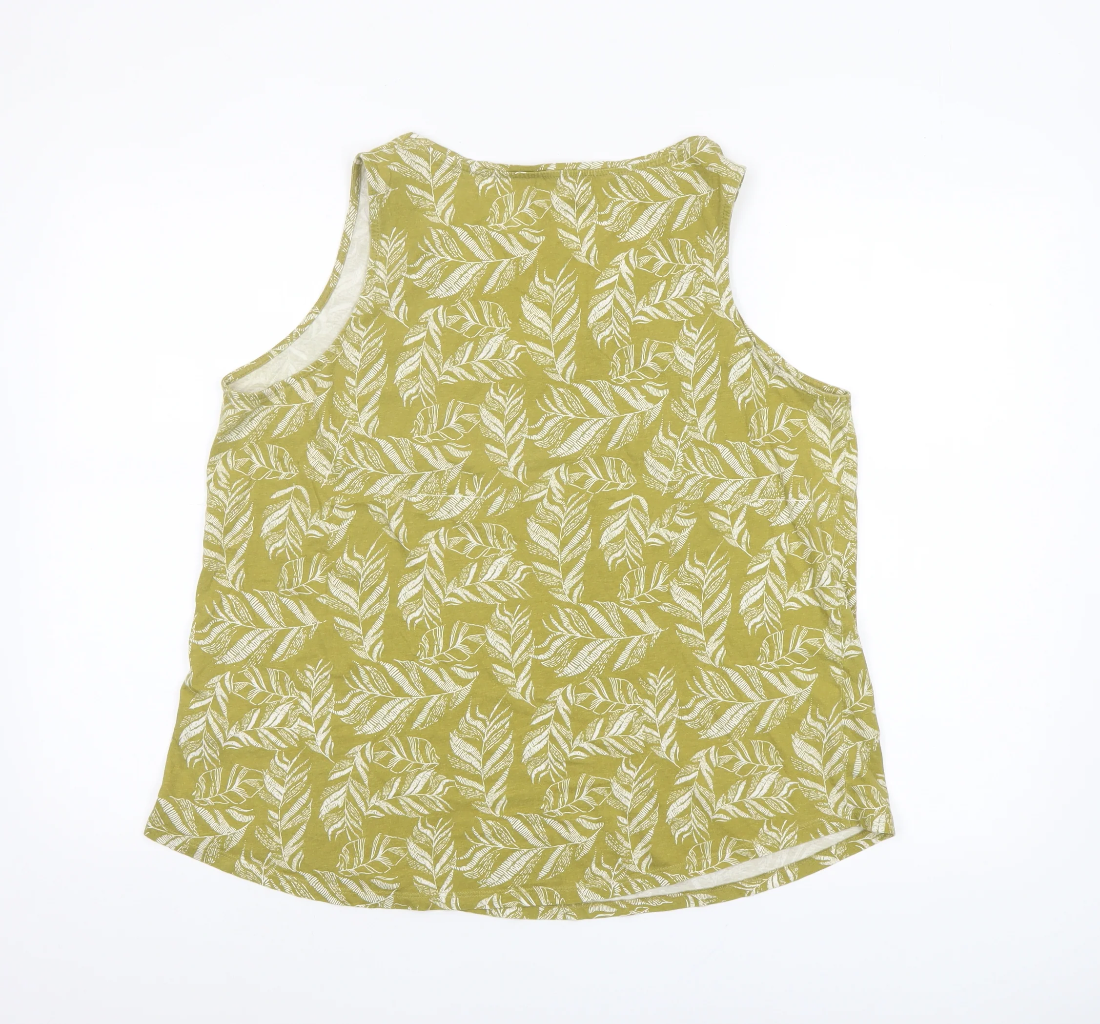Encuentro Womens Green Leaf Print Cotton Sleeveless Tank Top XXL - Image 3