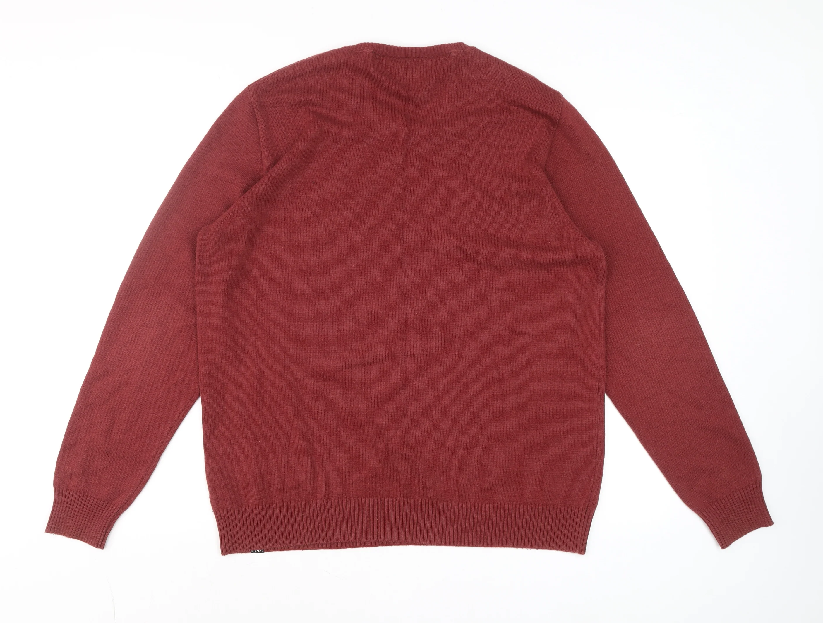 Enzo Milano Men's Red V-Neck Cotton Blend Jumper Size L - Image 3