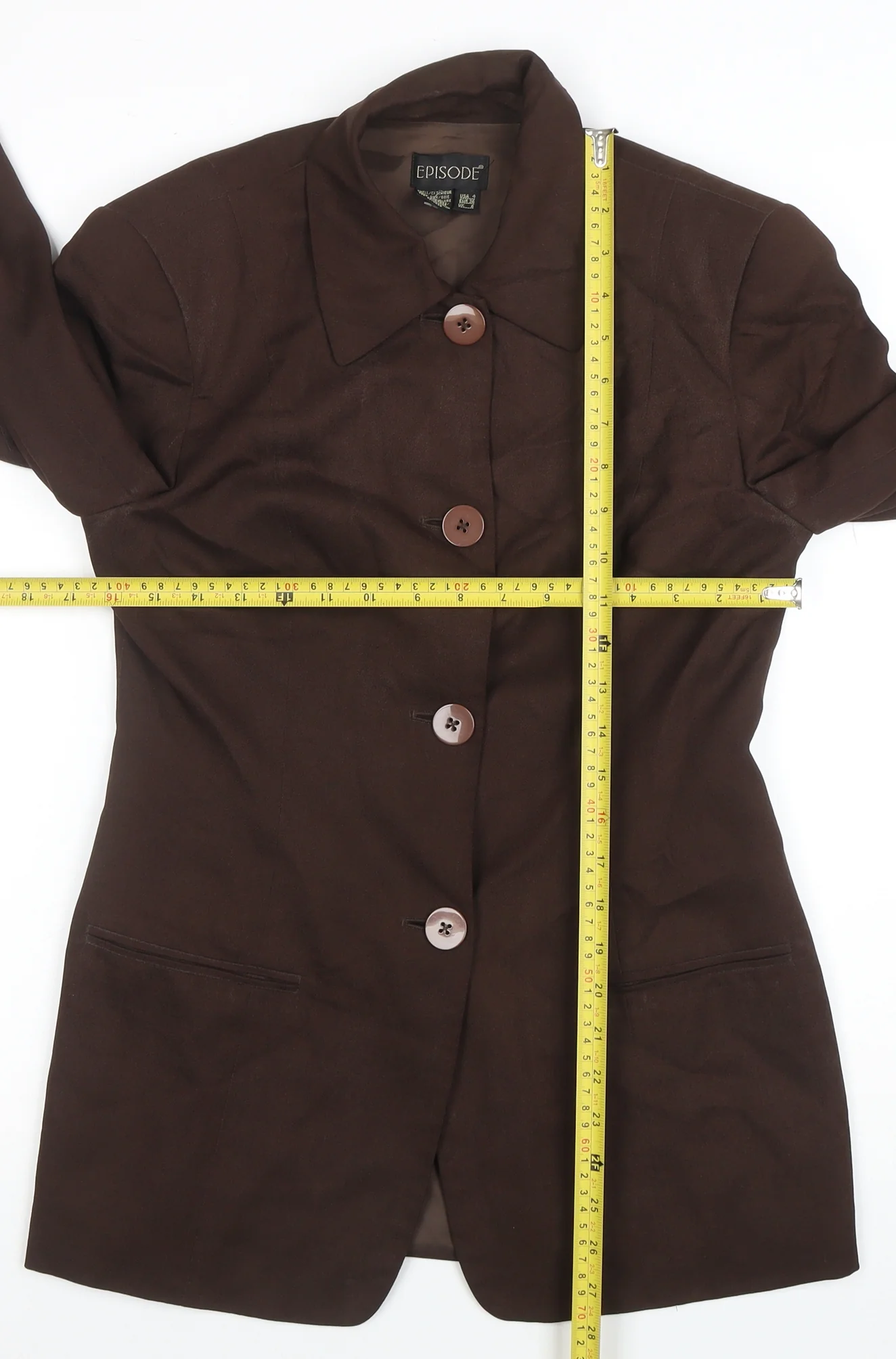 Episode Women Brown Silk Suit Jacket UK 6 Single-Breasted Classic Style - Image 2