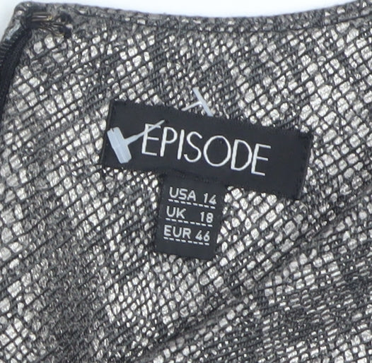 Episode Women Silver Size 18 Sheath Sleeveless Metallic Dress - Image 4