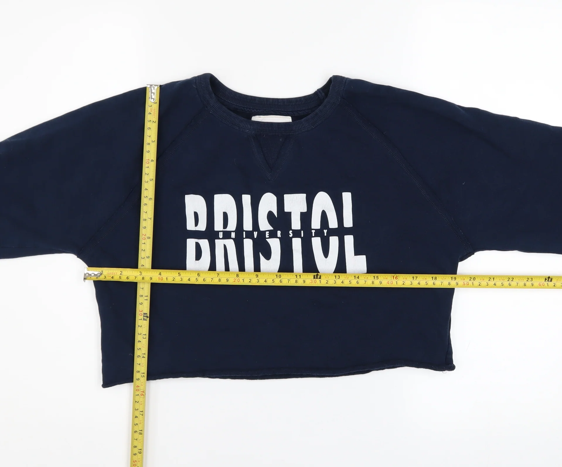 Epona Womens Navy BRISTOL UNIVERSITY Cropped Sweatshirt XS - Image 2