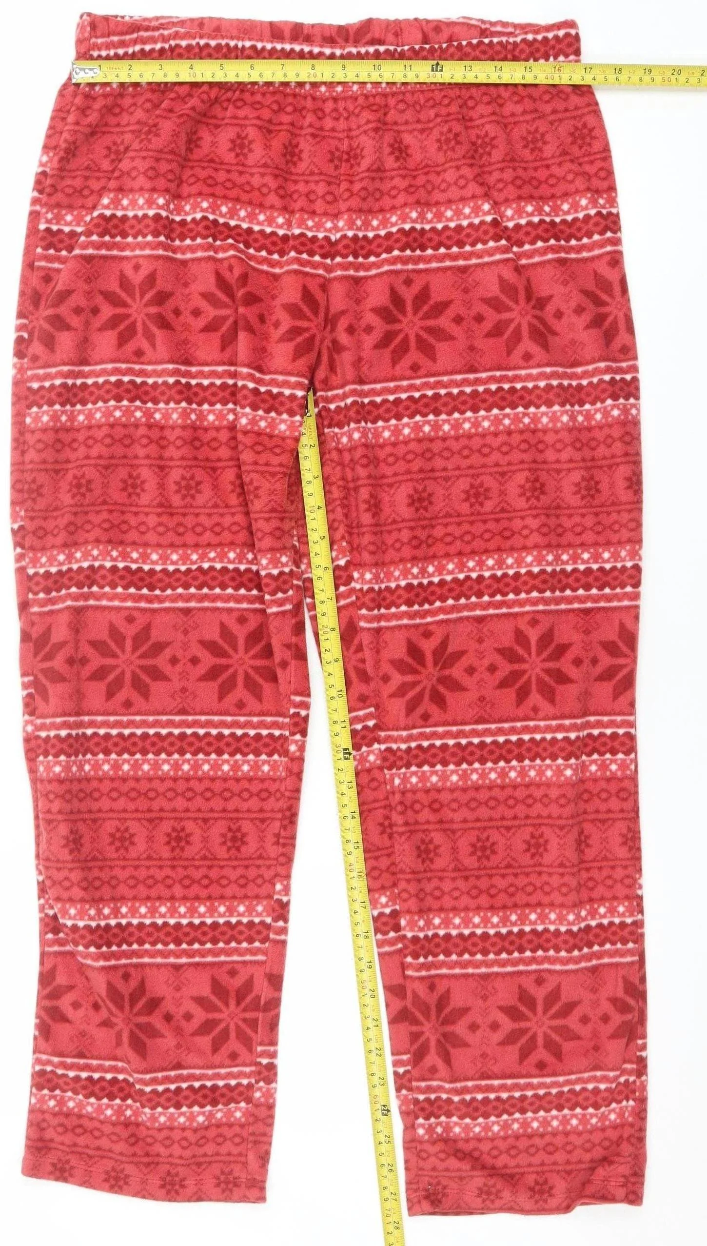 Esmara Women Red Fair Isle Fleece Pyjama Pants Size 14 Winter - Image 2