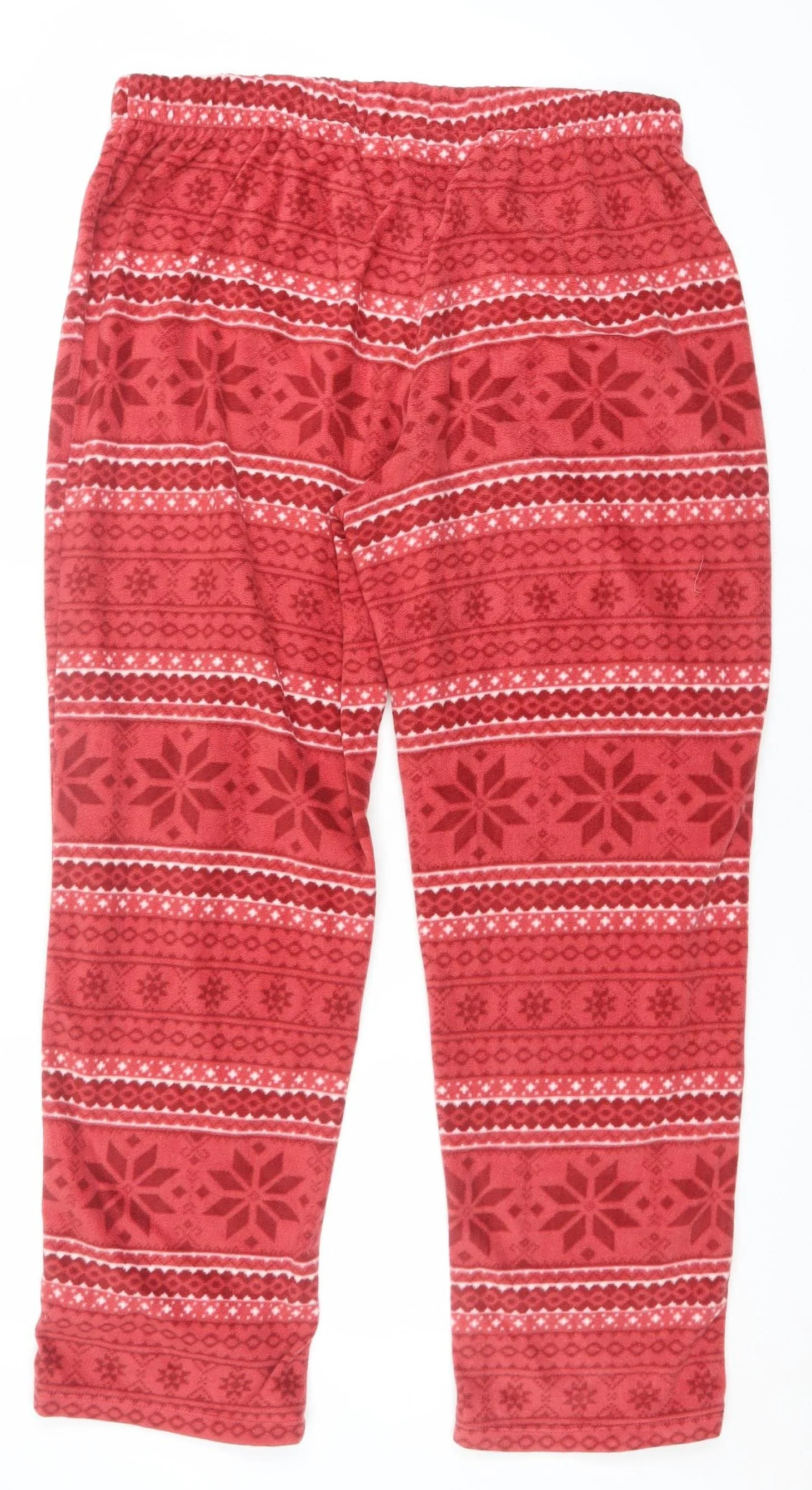 Esmara Women Red Fair Isle Fleece Pyjama Pants Size 14 Winter - Image 3