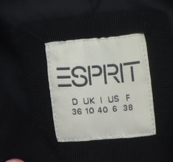 Esprit Women Black Wool Blend Pea Coat UK 10 Double Breasted Jacket - Image 4