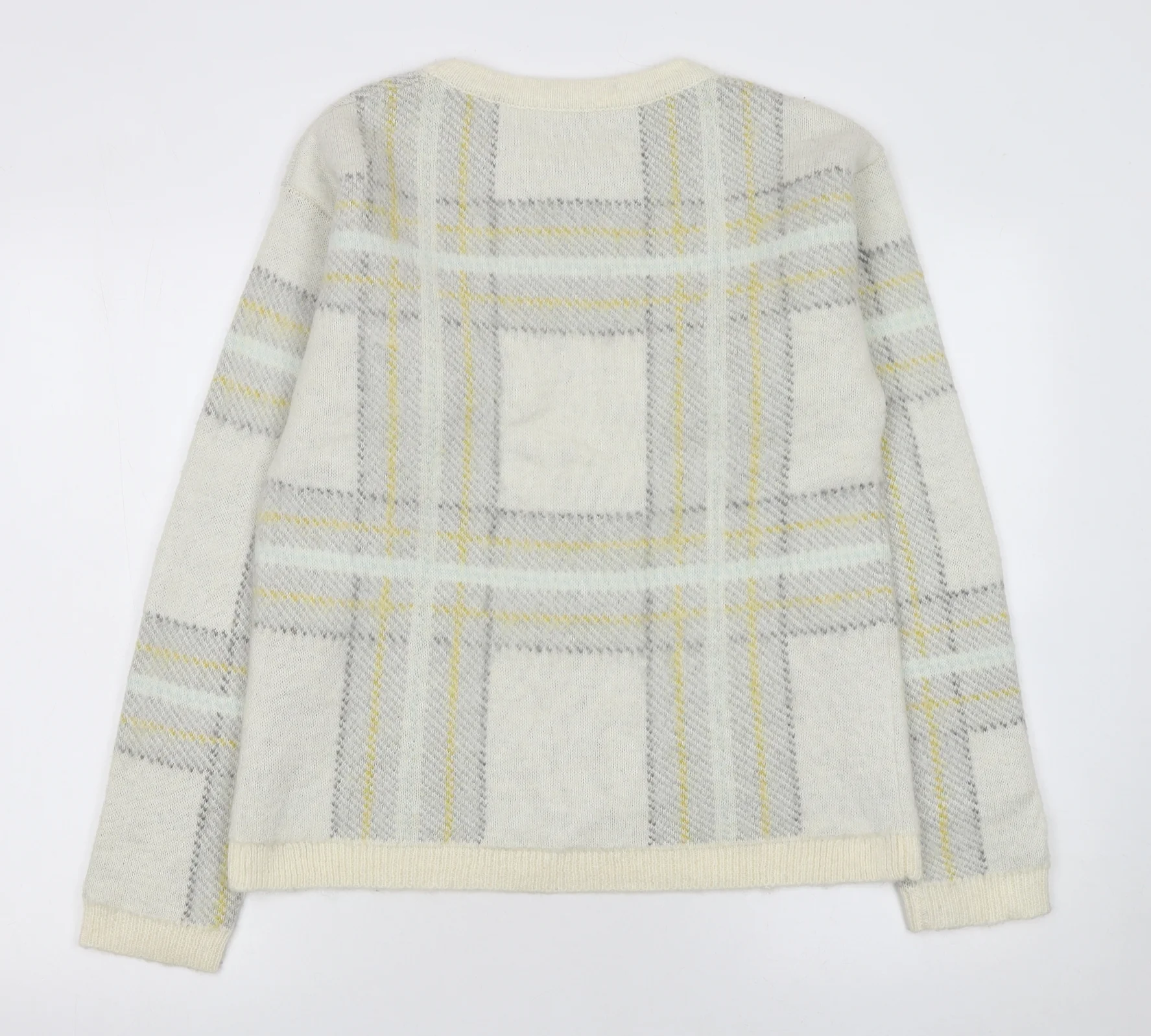 Esprit Women Ivory Check Knit Pullover Jumper XL - Image 3