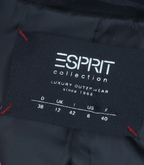 Esprit Womens Black Wool Blend Mid-Length Coat Size 12 - Image 4