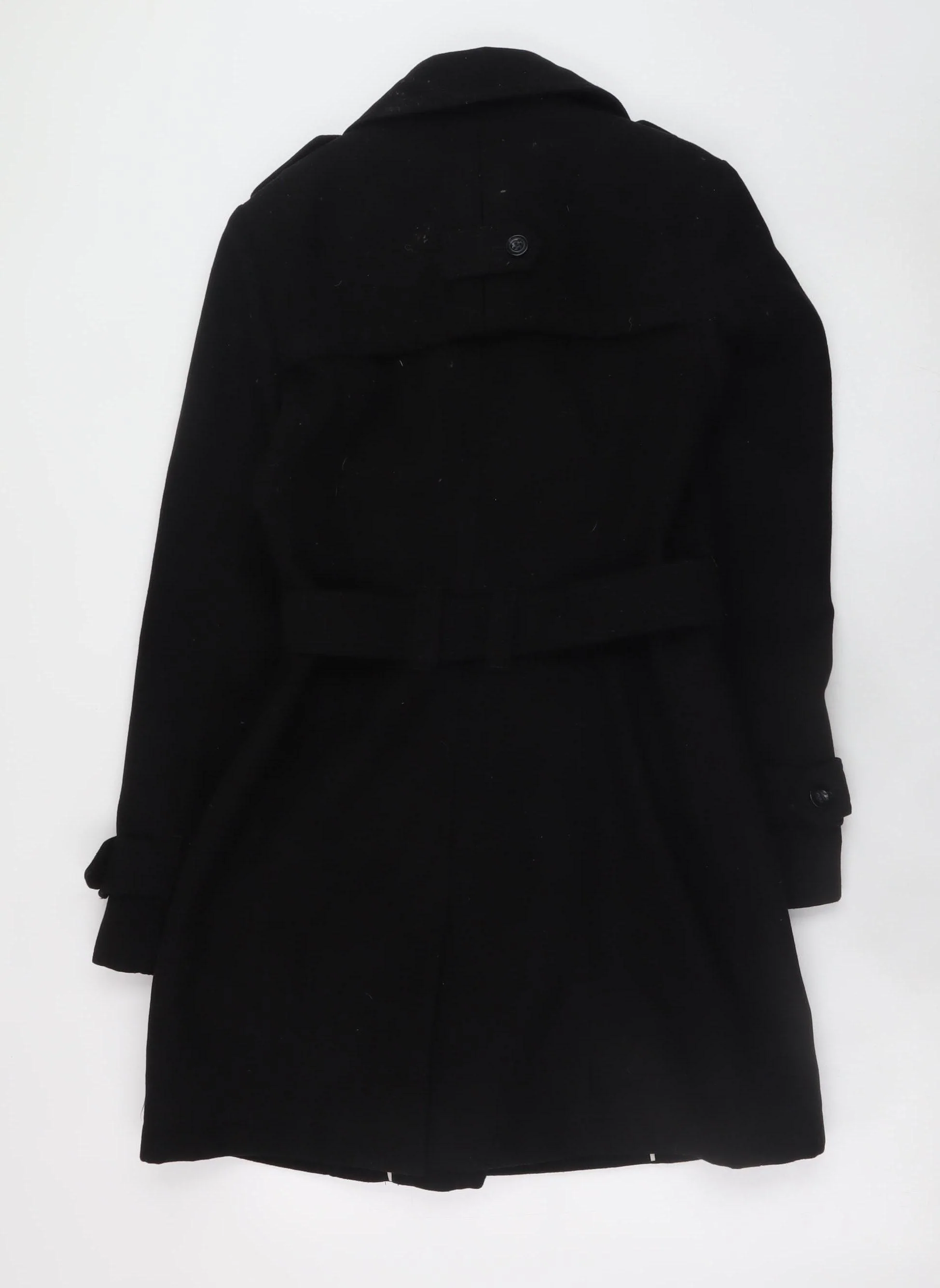 Esprit Women's Black Wool Trench Coat UK 10 Belted Double-Breasted - Image 3