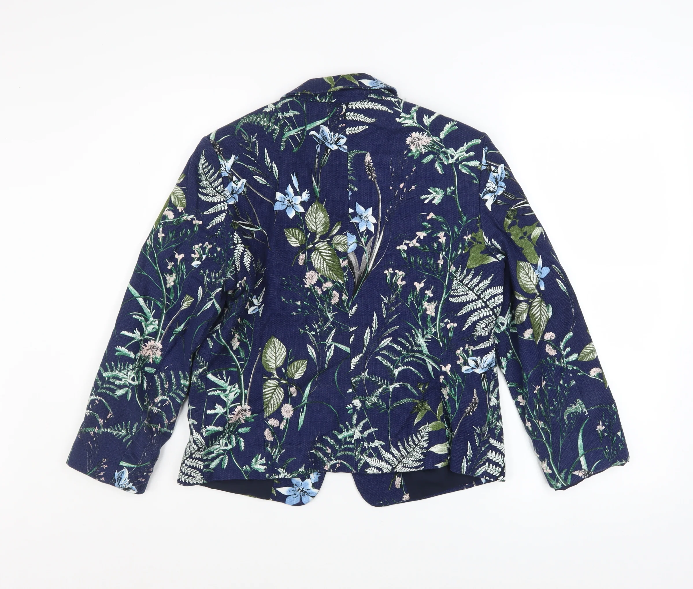 Esprit Womens Blue Floral Blazer Size 14 Single Breasted Jacket - Image 3