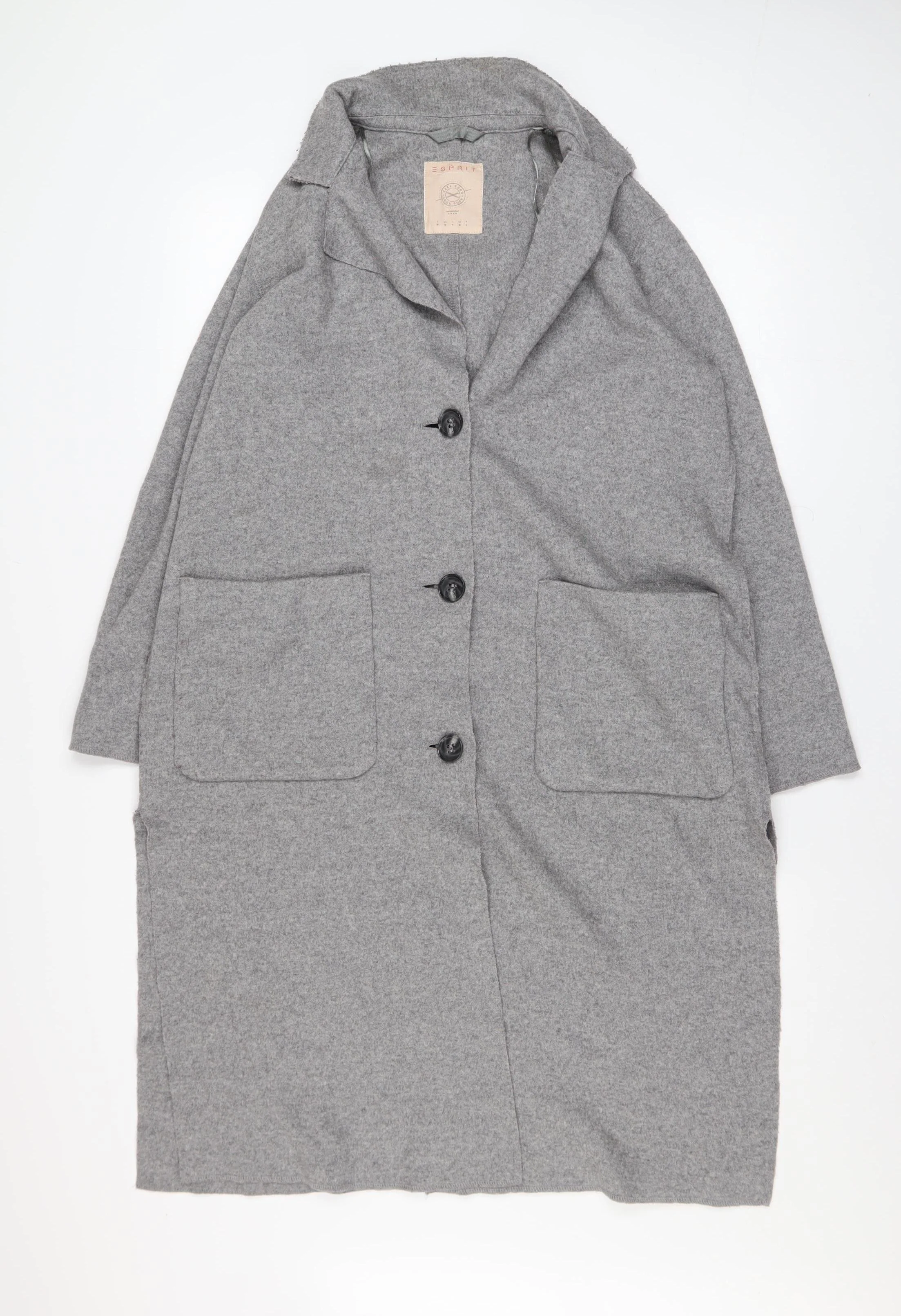 Esprit Womens Grey Wool Blend Long Overcoat Size M
