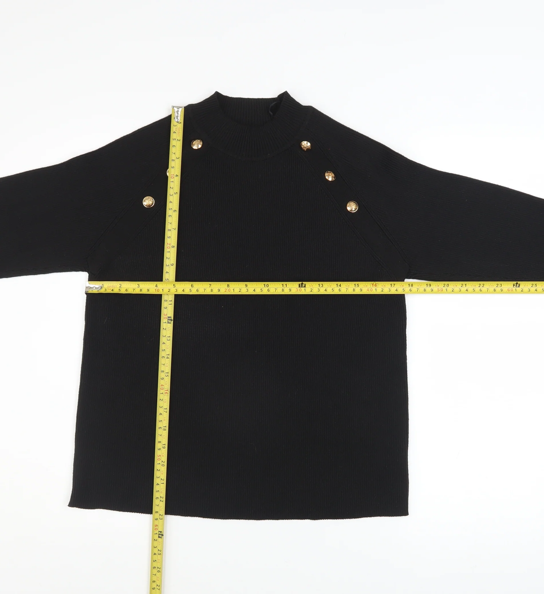 Et Vous Women's Black Size 20 Mock Neck Button Detail Jumper - Image 2