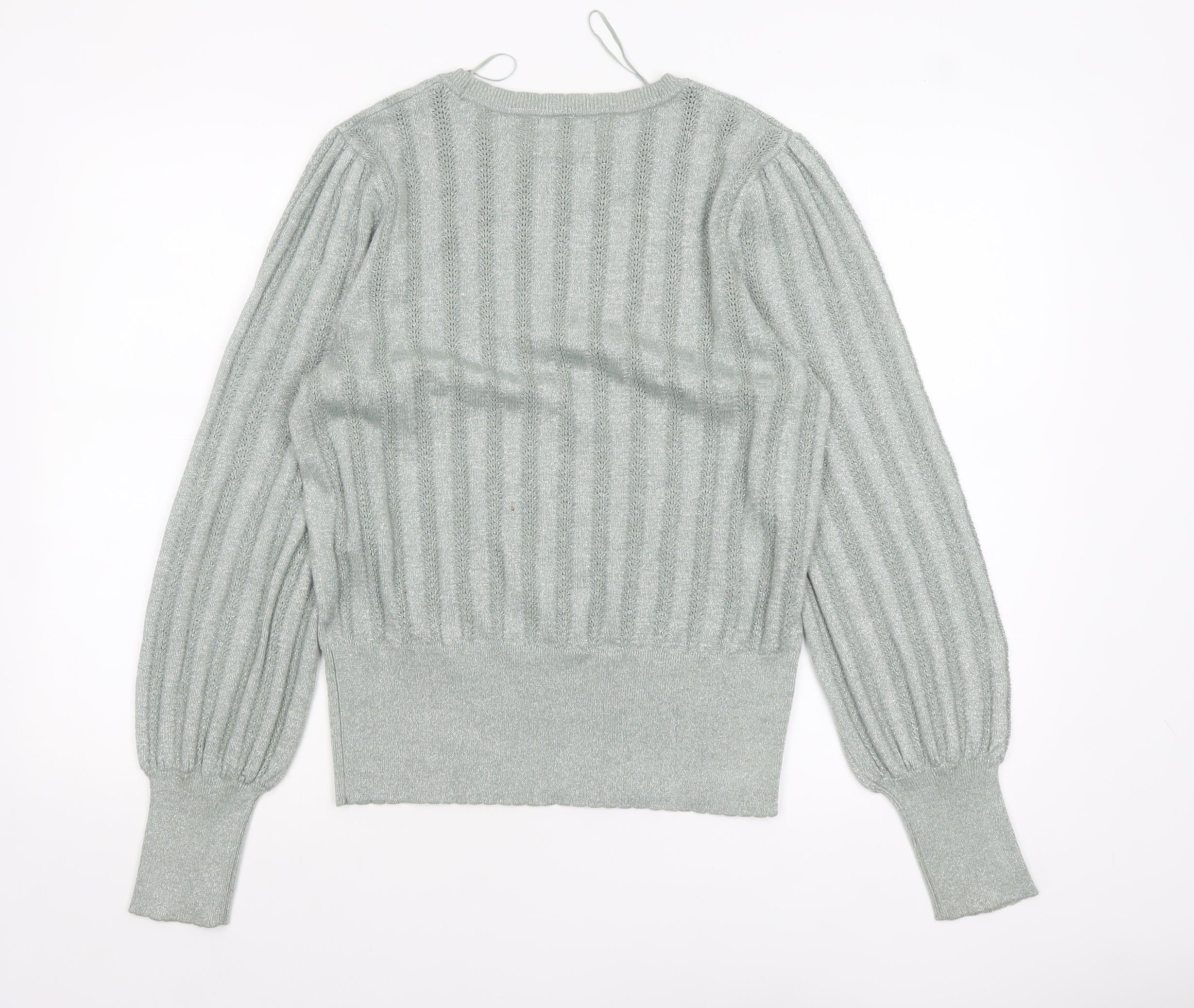 Et Vous Women's Grey Size 14 Crew Neck Ribbed Knit Jumper - Image 3