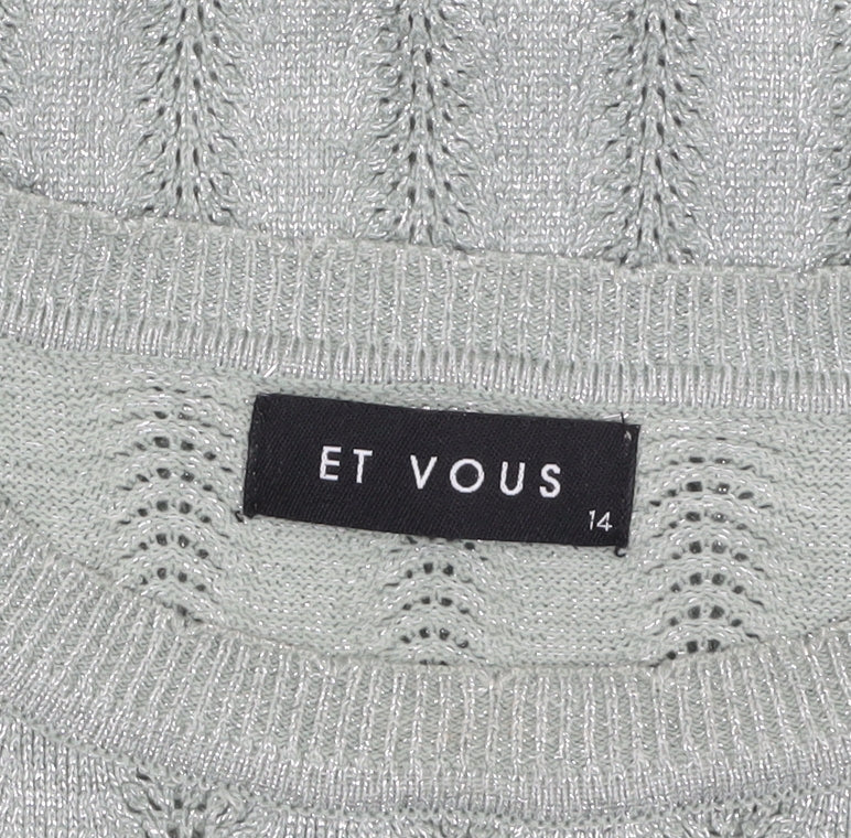 Et Vous Women's Grey Size 14 Crew Neck Ribbed Knit Jumper - Image 5