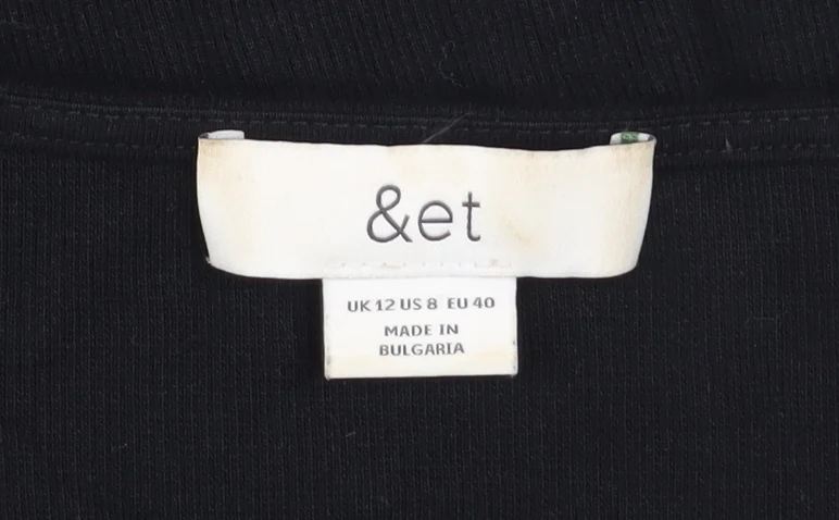 &et Womens Black Size 12 Bodycon Knee Length Cotton Blend Dress - Image 4