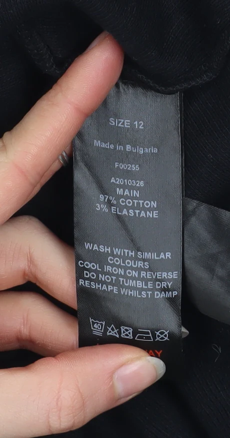 &et Womens Black Size 12 Bodycon Knee Length Cotton Blend Dress - Image 5
