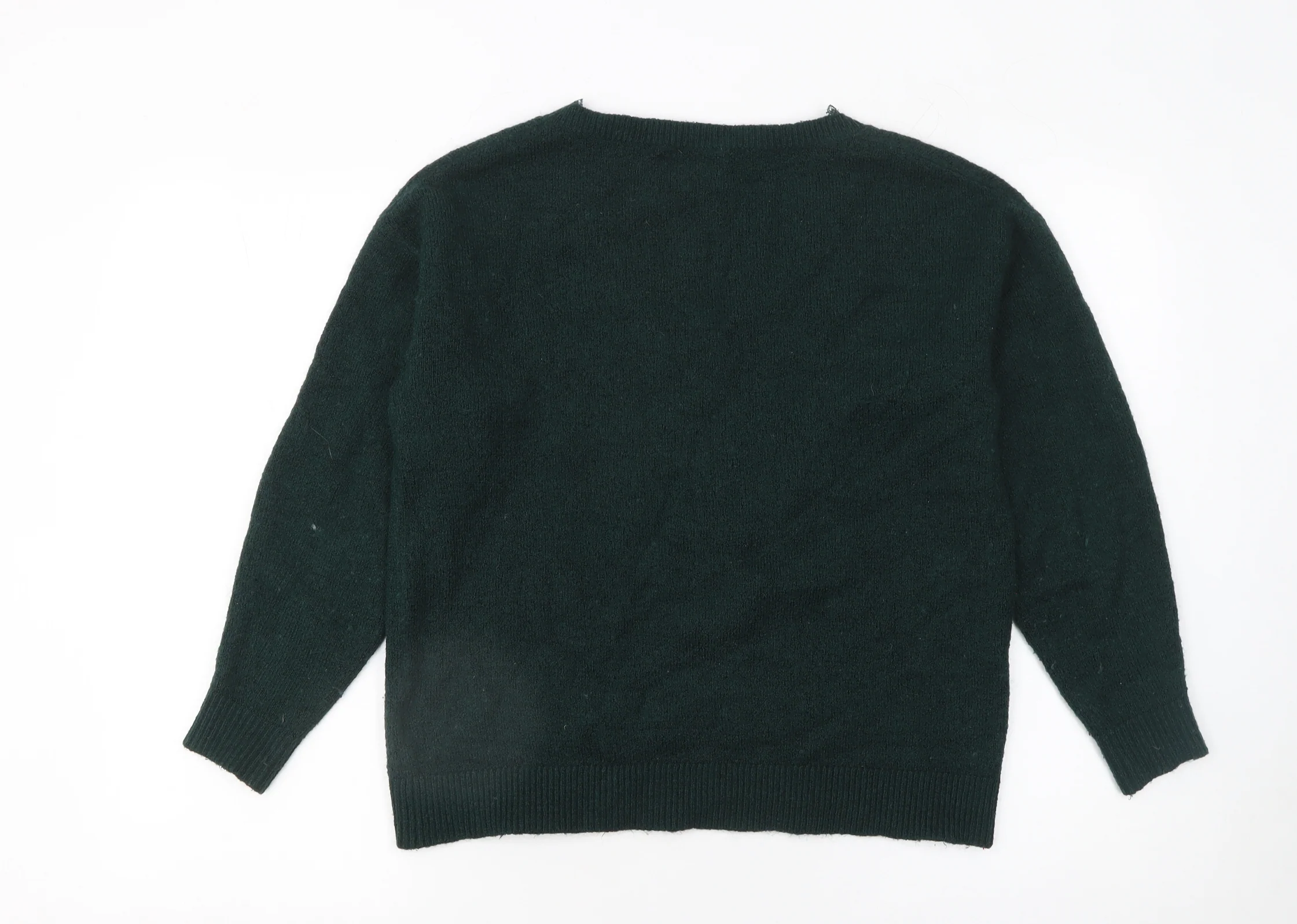 &et Women's Green V-Neck Pullover Jumper Size 10 Classic Knit - Image 3