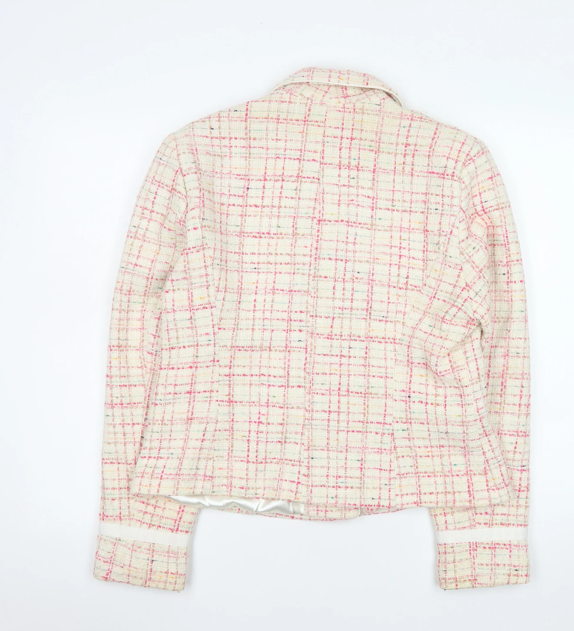 Etam Women Beige Pink Tweed Blazer Jacket UK 14 Bouclé Lined - Image 3