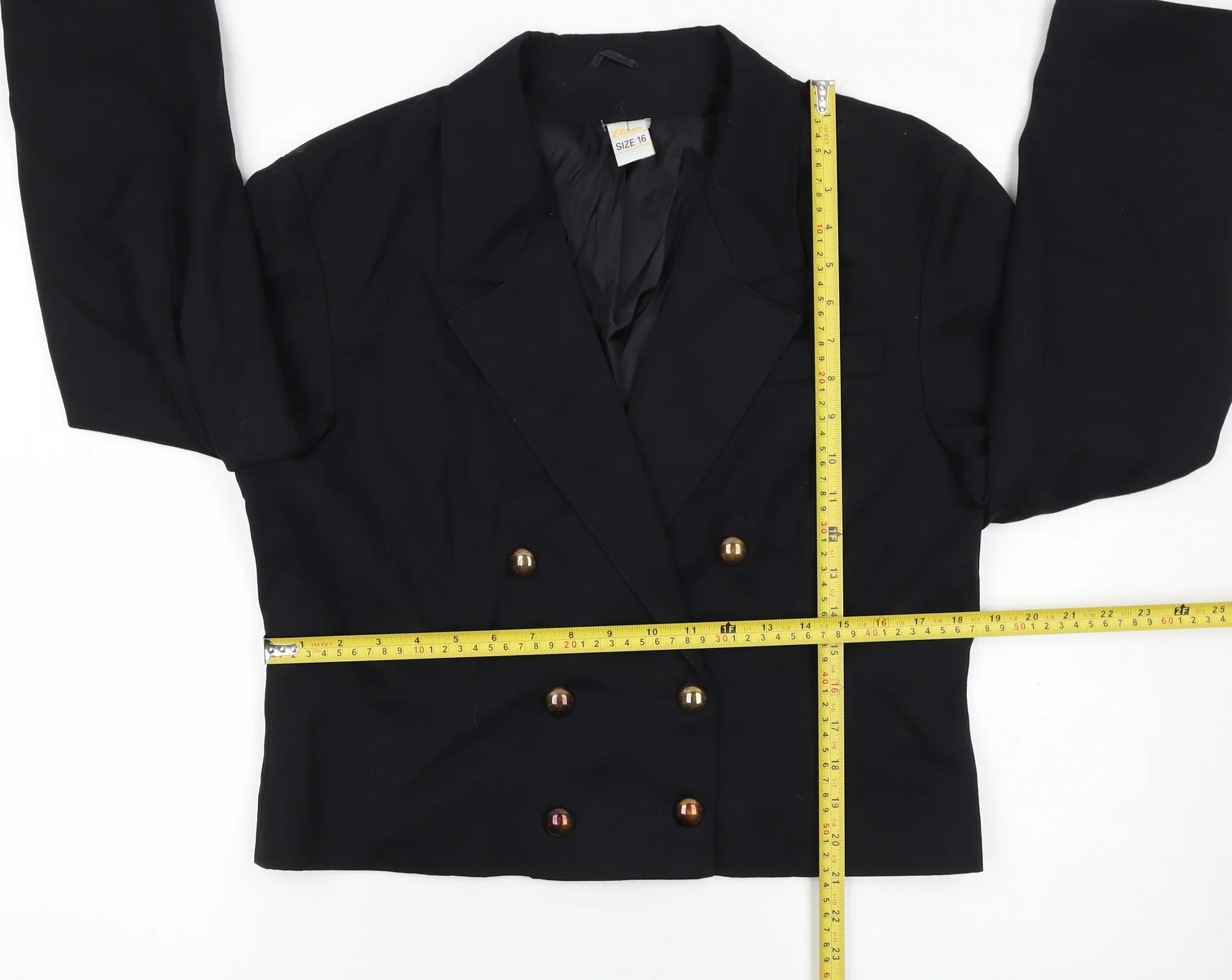 Etam Women Black Size 16 Double-Breasted Cropped Blazer - Image 2