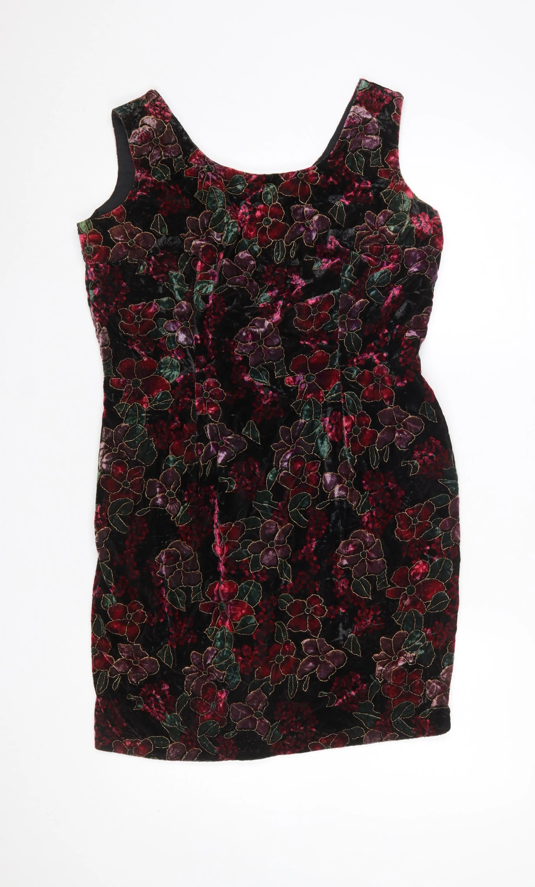 Etam Women’s Multicoloured Velvet Floral Bodycon Dress Size 14