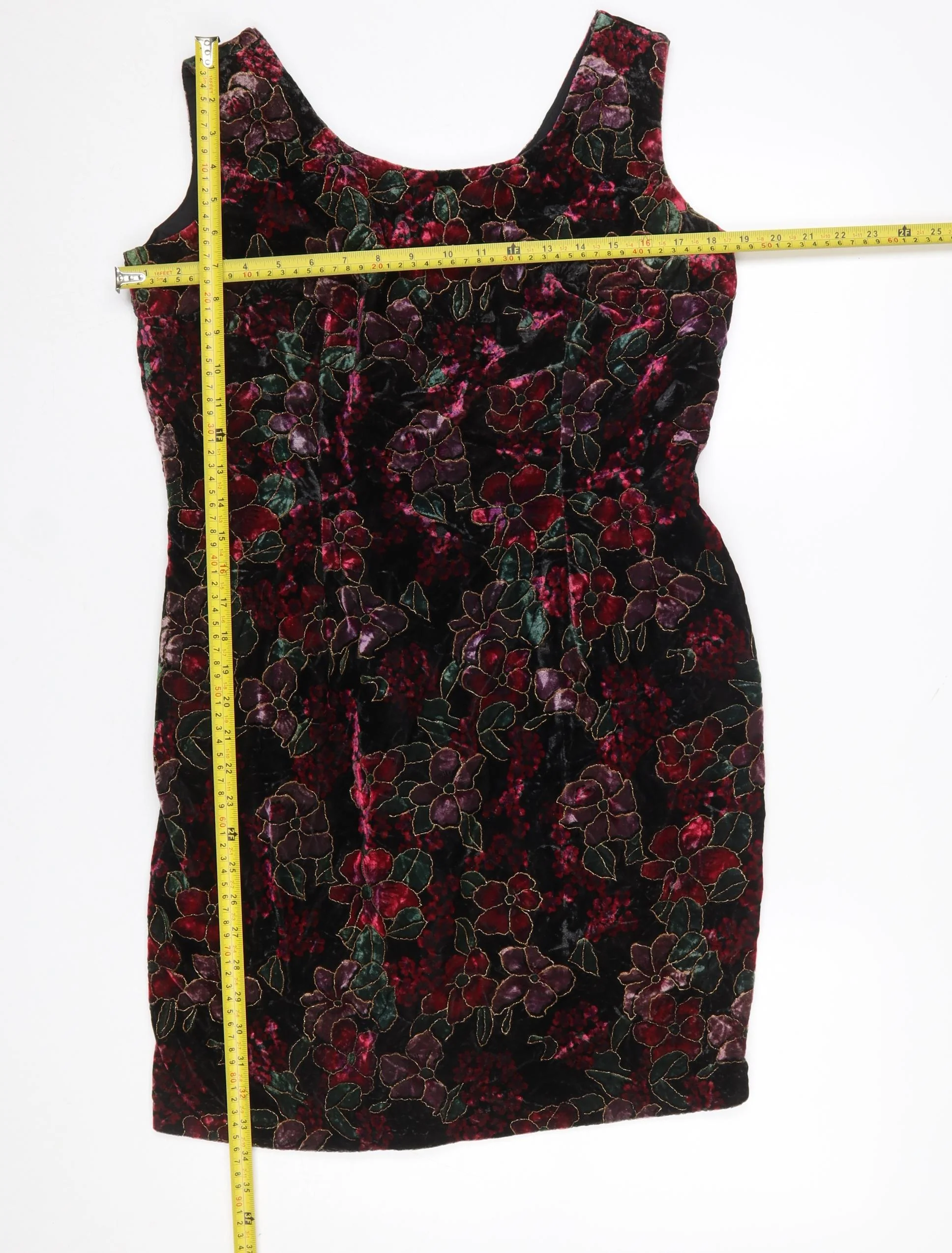 Etam Women’s Multicoloured Velvet Floral Bodycon Dress Size 14 - Image 2