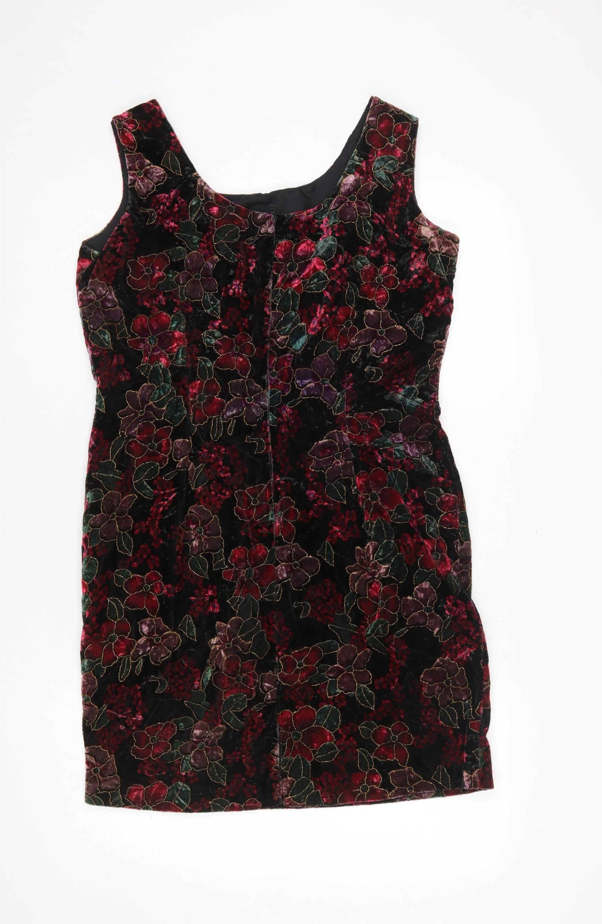 Etam Women’s Multicoloured Velvet Floral Bodycon Dress Size 14 - Image 3