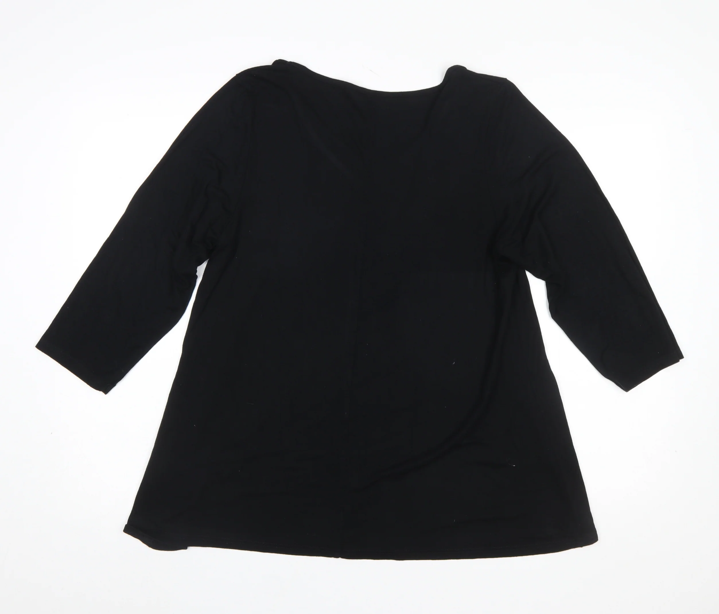 Evans Womens Black Viscose Jersey V-Neck 3/4 Sleeve Blouse Size 16 - Image 3