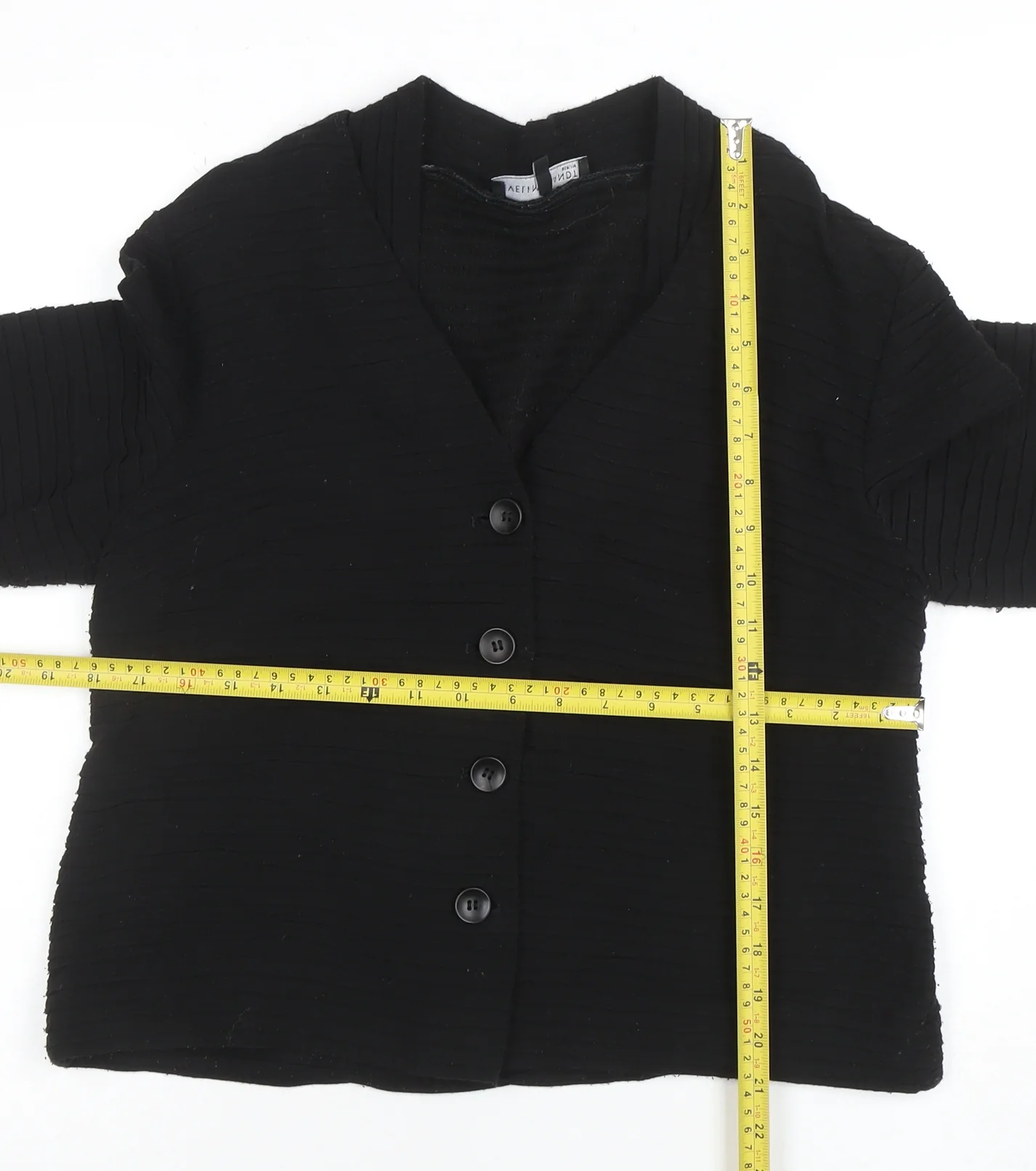 Evelin Brandt Berlin Women's Black Cotton V-Neck Cardigan Size 12 - Image 2