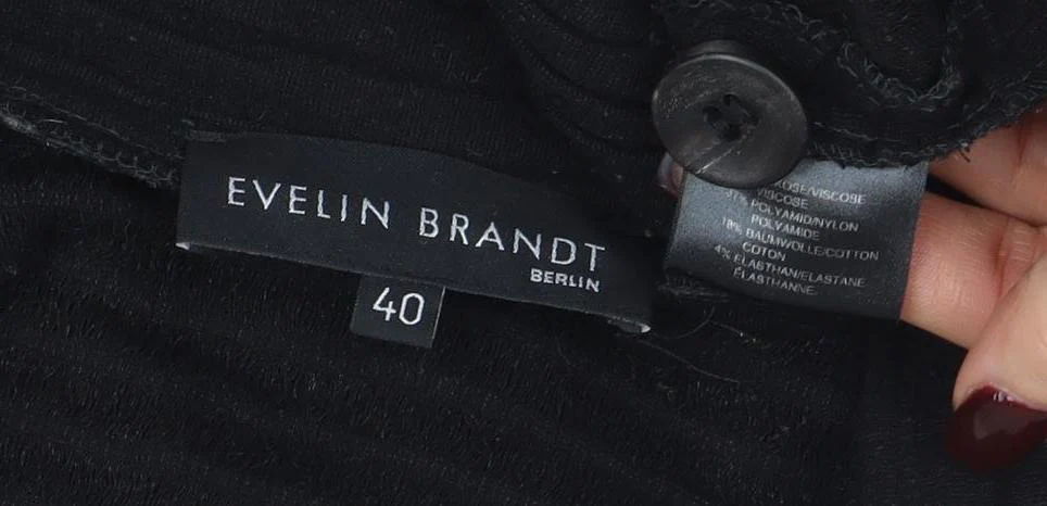 Evelin Brandt Berlin Women's Black Cotton V-Neck Cardigan Size 12 - Image 4