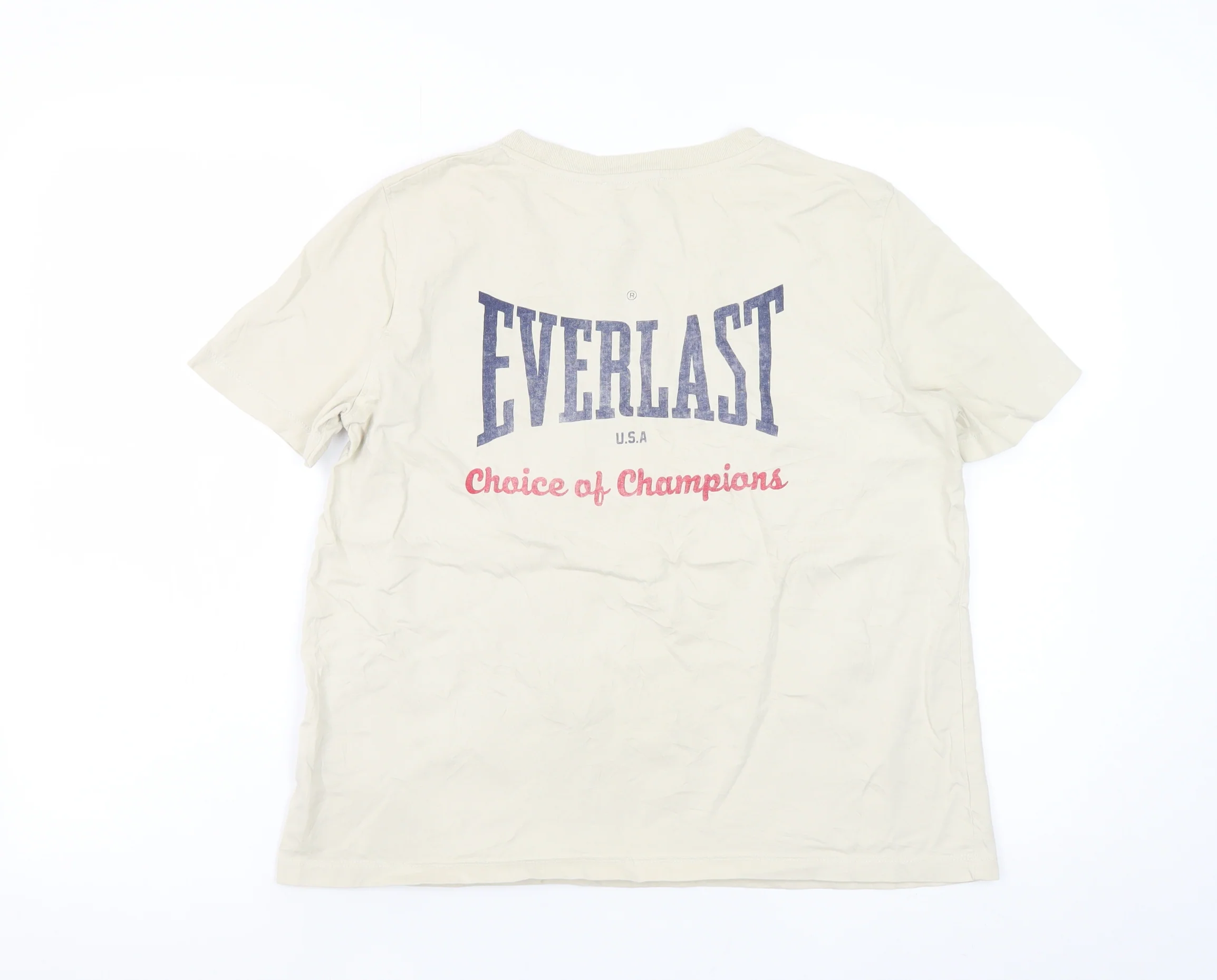 Everlast Women Beige Cotton Short Sleeve Basic T-Shirt M - Image 3