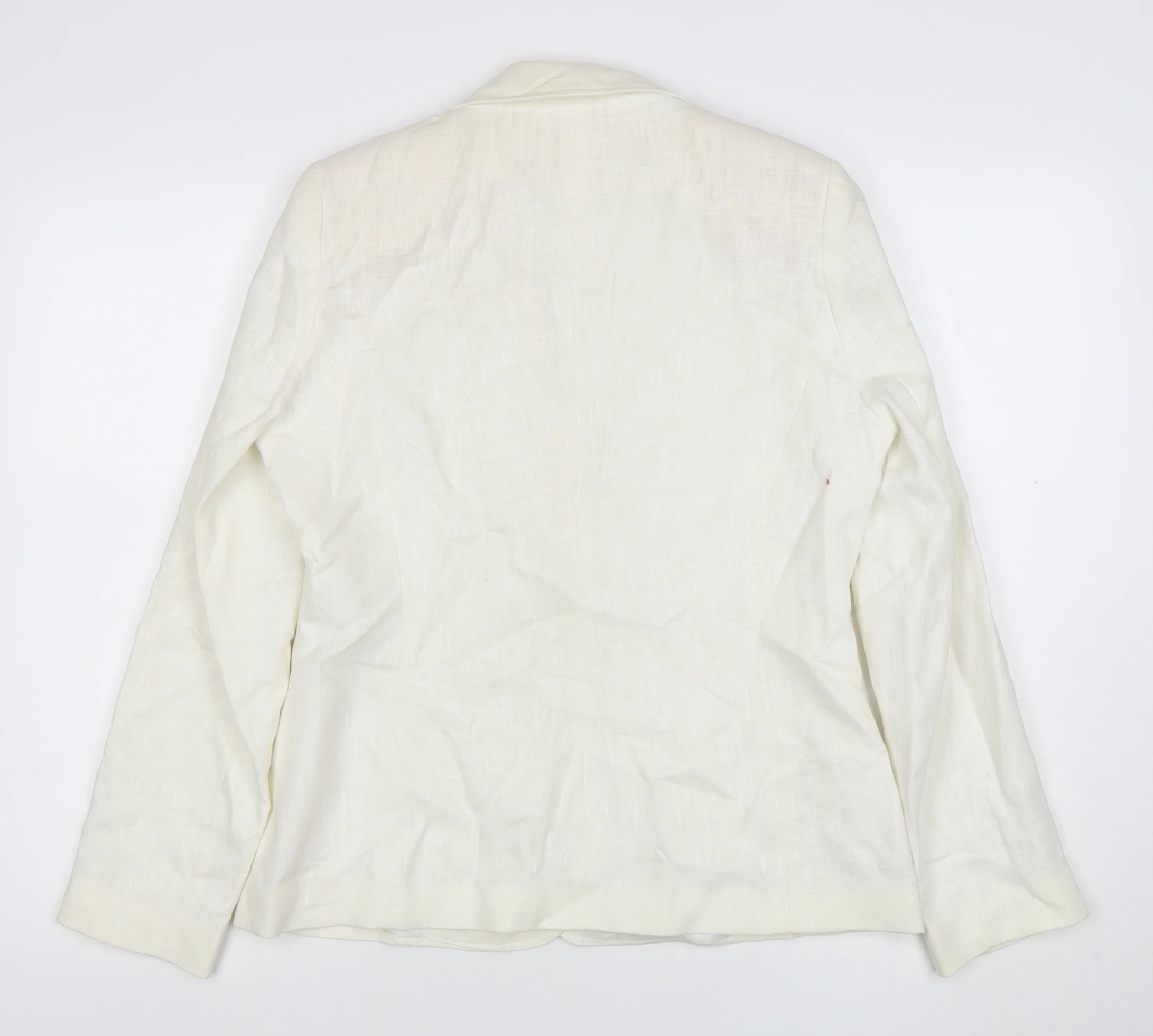 Evie Women's Ivory Linen Blend Blazer Size 12 Tailored Jacket - Image 3