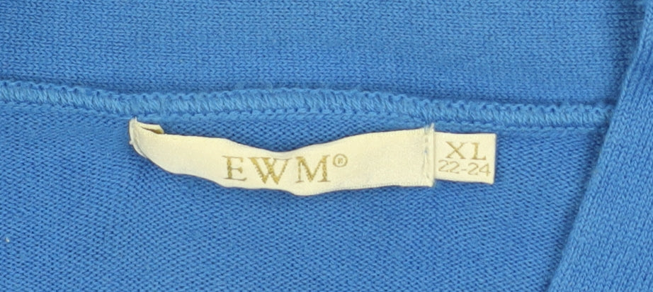 EWM Women Blue Acrylic Long Sleeve Open Cardigan XL 22-24 - Image 4