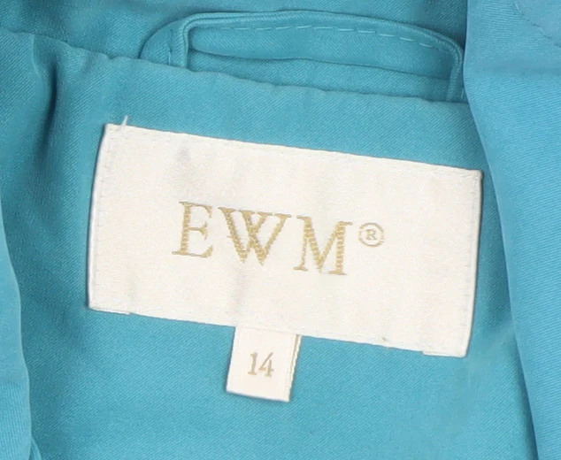 EWM Women Blue Size 14 Mid-Length Button Jacket - Image 4