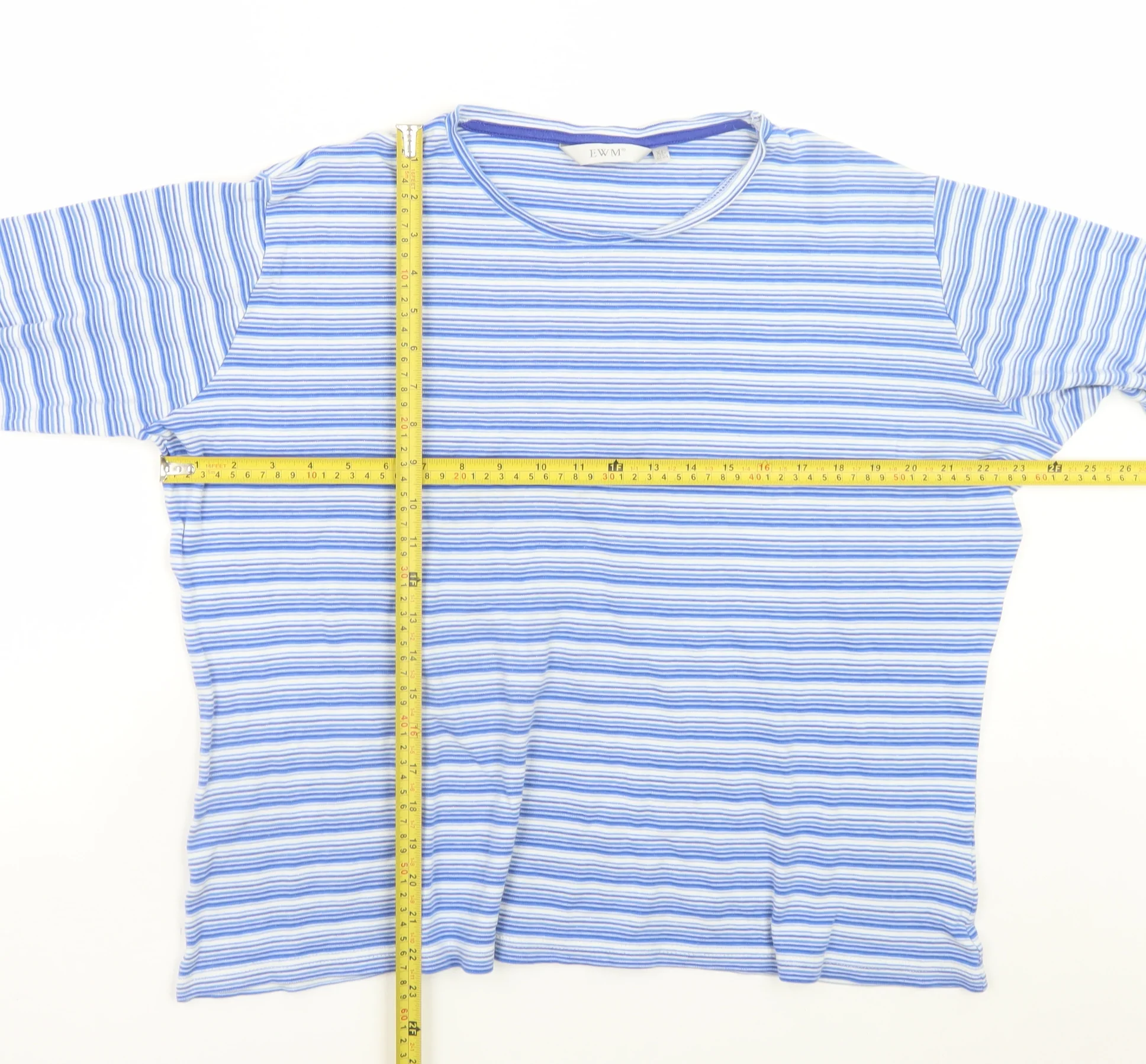 EWM Womens Blue Striped 100% Cotton Long Sleeve T-Shirt XL - Image 2